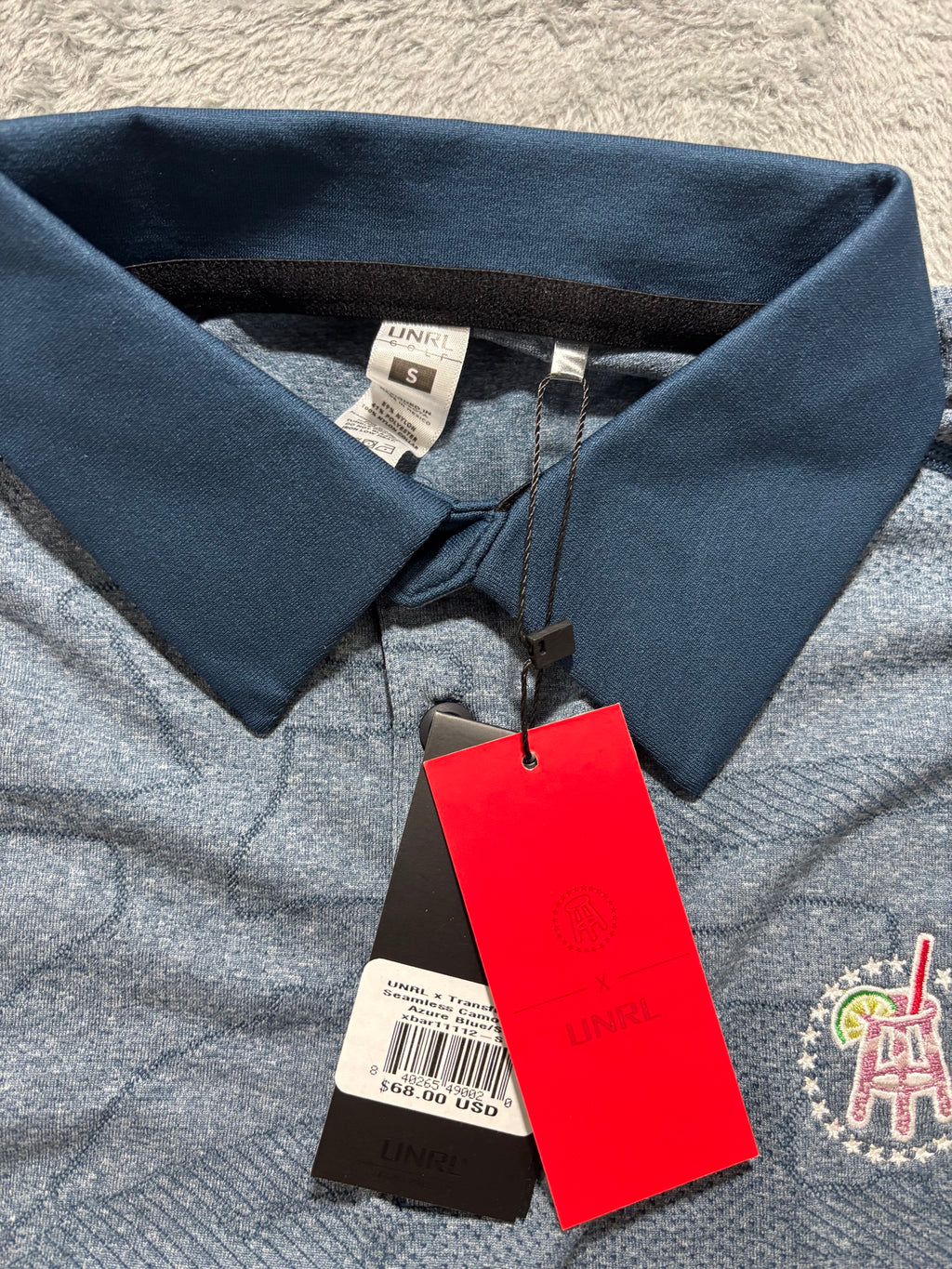 UNRL S Blue Camo Jacquard Golf Polo NWT Performance Short-Sleeve Athletic
