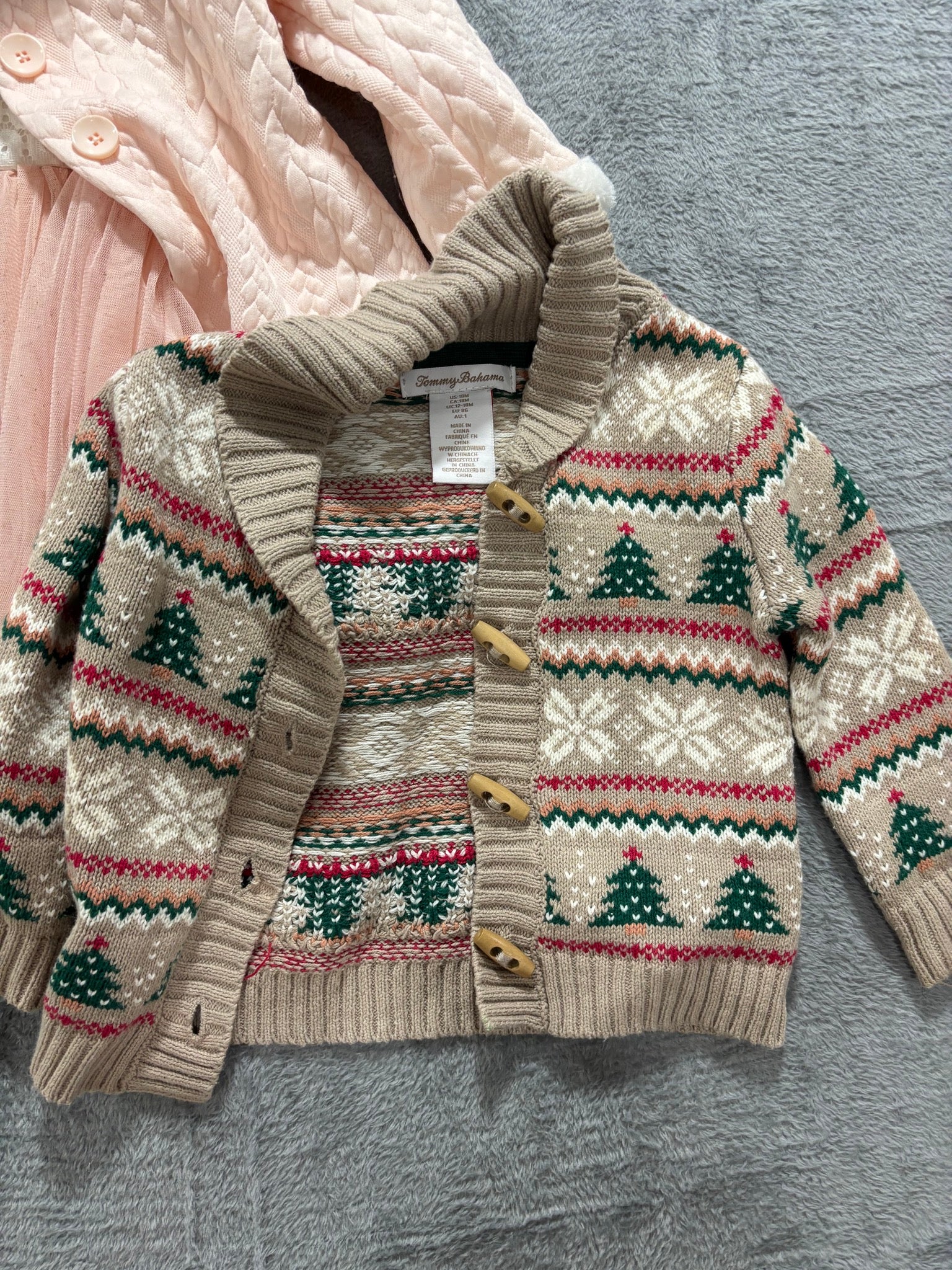 Tommy Bahama 12-18M Girl 5 Pc Holiday Lot Fair Isle Cardigan Coat Tulle Dress PJ
