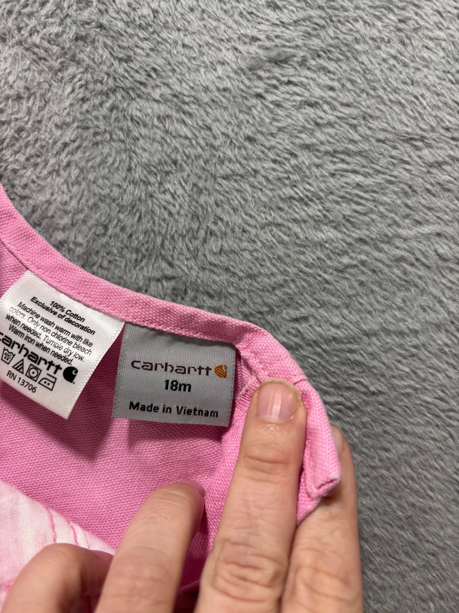 Carhartt Girls 18M Pink Canvas Bib Overalls Snap Leg Farm Western Toddler