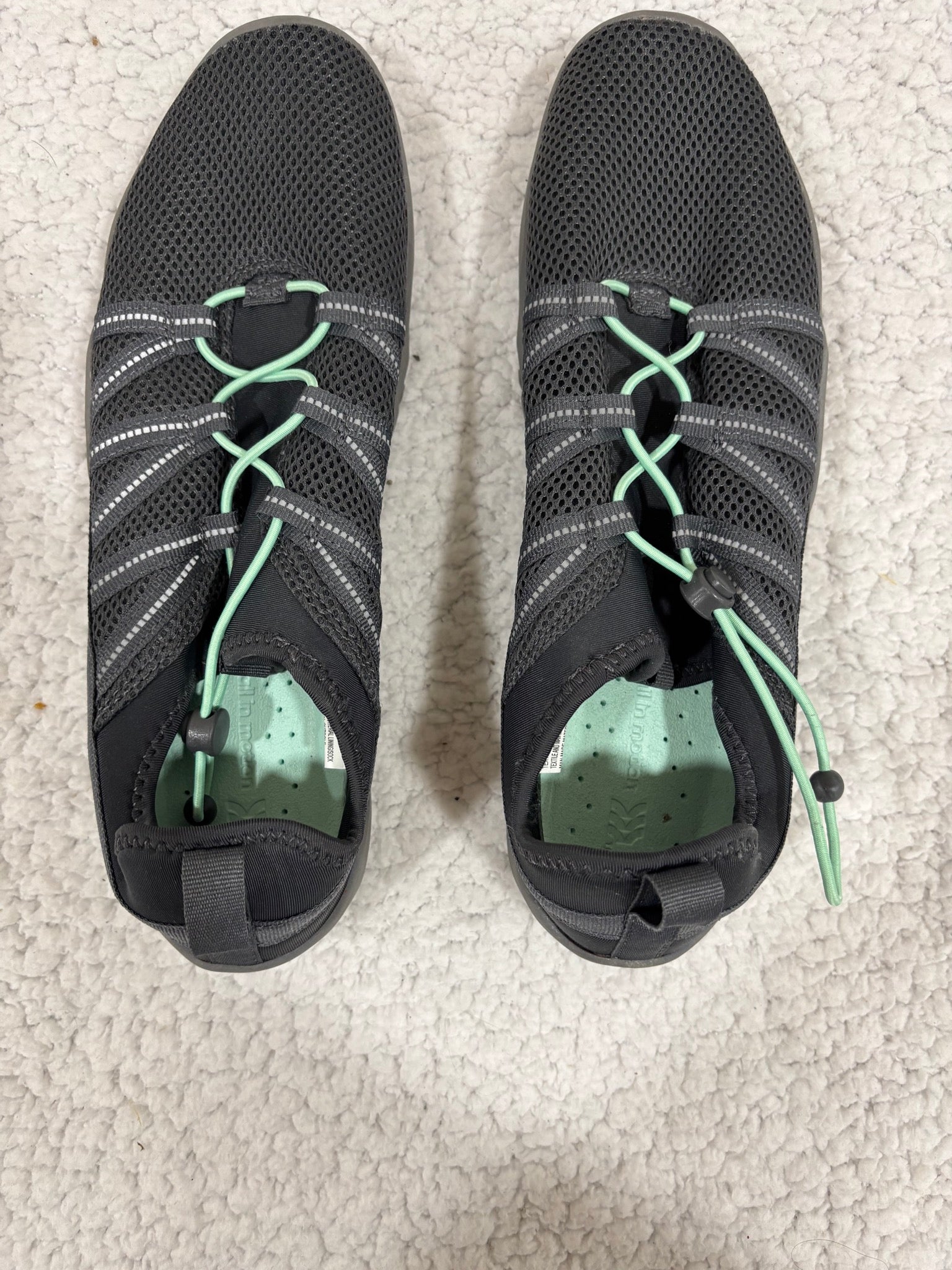 Womens 12 Gray Mesh Water Shoe Bungee Slip On Sport Aqua Sneaker