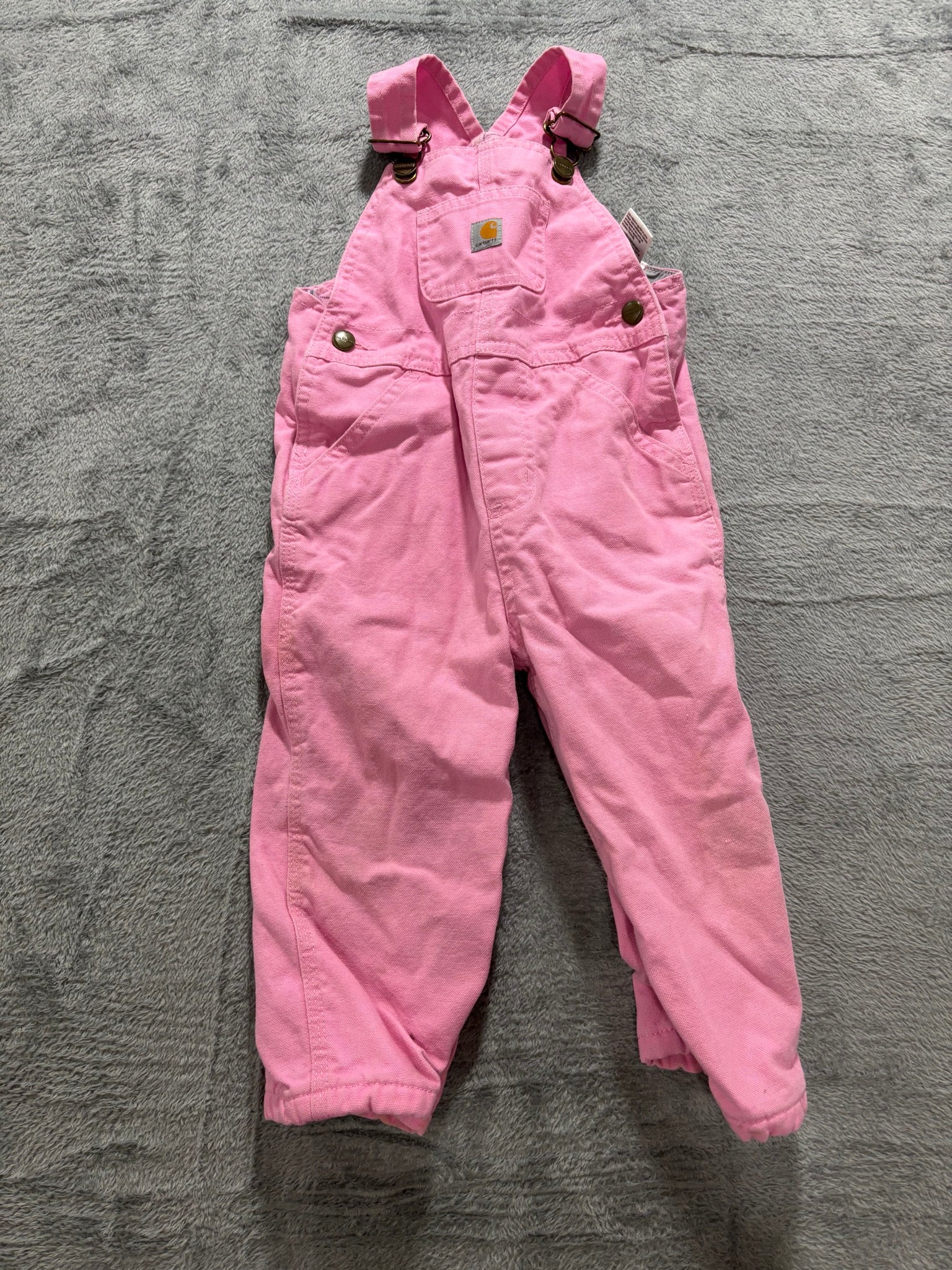 Carhartt Girls 2T Pink Flannel Lined Bib Overalls + Carters Fair Isle Fleece