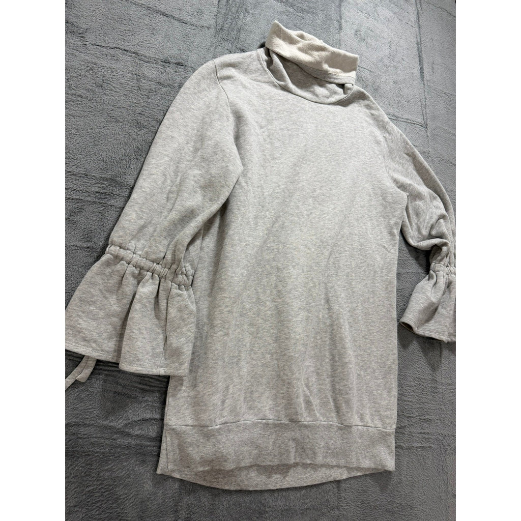 Express One Eleven Womens Small Petite Oatmeal Turtleneck Bell Sleeve Tunic Top