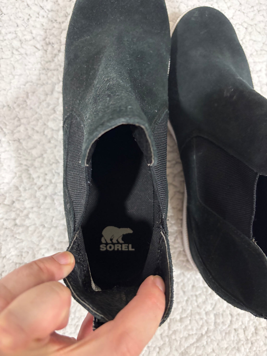 Sorel Evie Womens 12 Black Suede Chelsea Wedge Bootie Slip On Sneaker