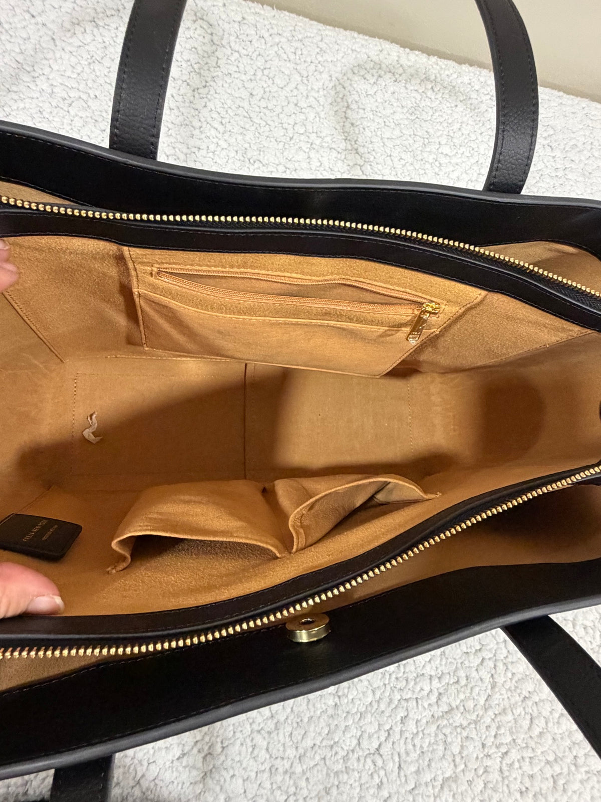 Freja New York Black Leather Winged Tote Shoulder Bag Handbag