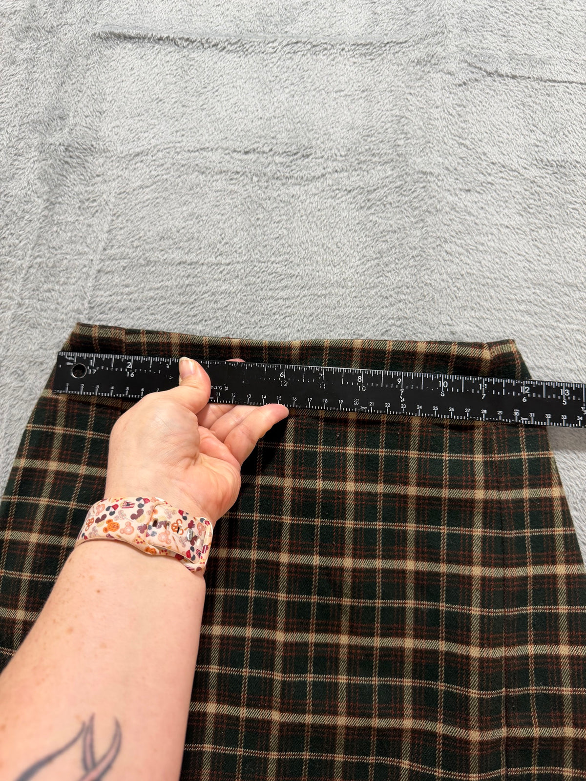 Brandy Melville Green Tartan Plaid Mini Skirt Front Slits One Size