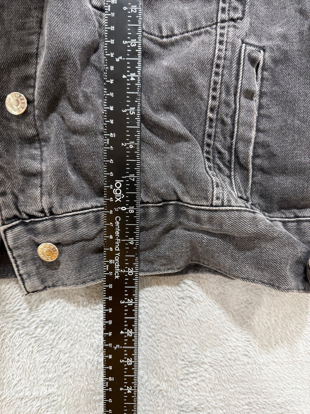 Topshop MOTO Size 10 Washed Black Denim Trucker Jacket Oversized Grunge
