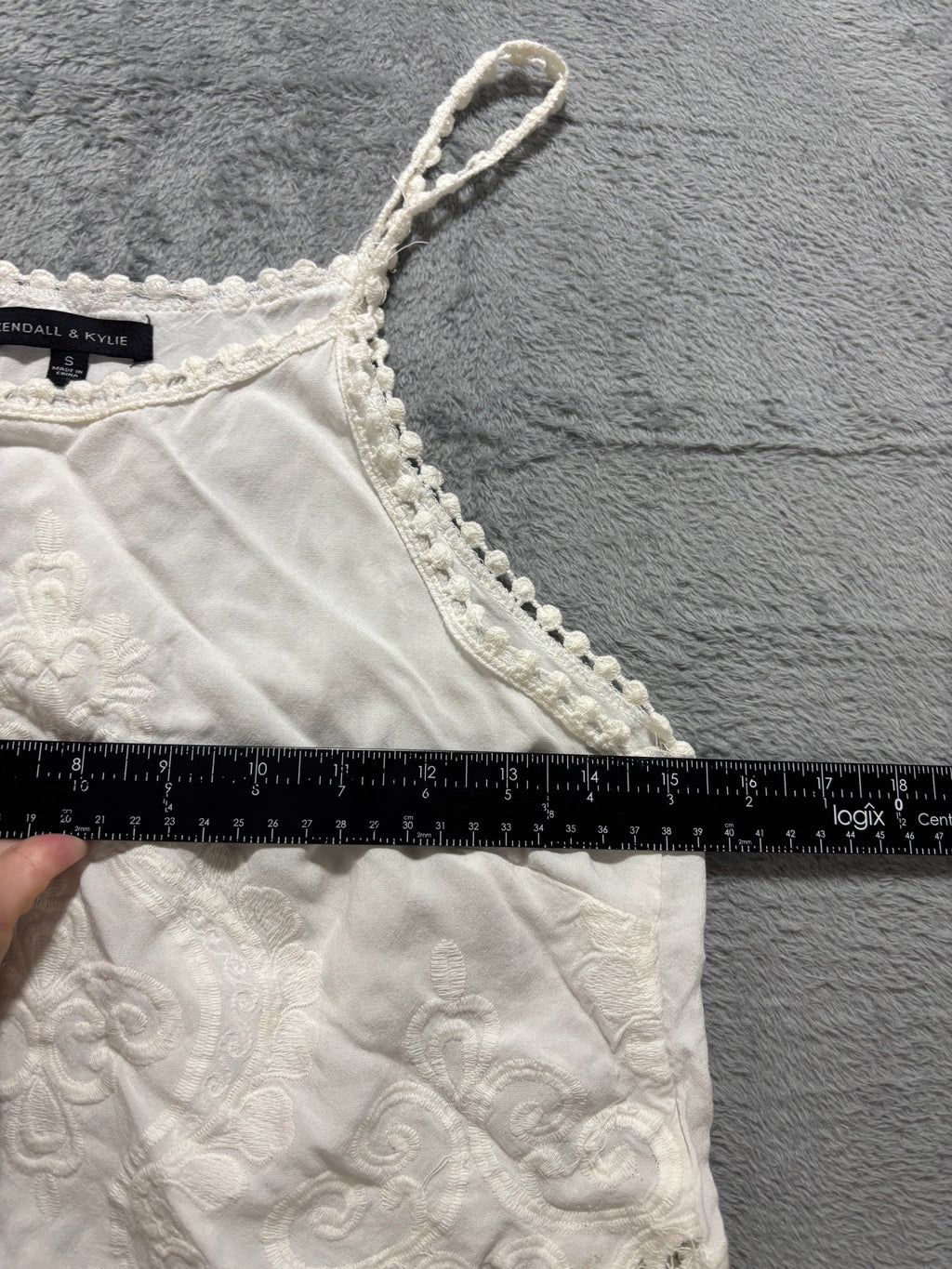Kendall & Kylie S White Crochet Lace Crop Top Cami Scalloped Fringe Boho