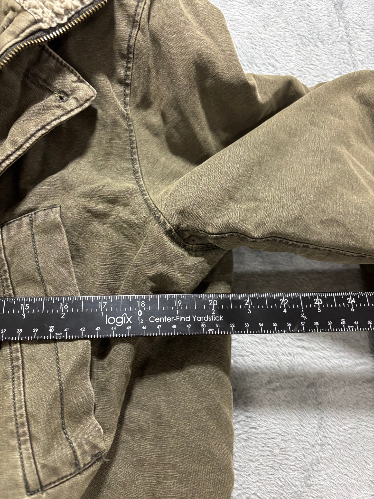 GUESS Mens M Olive Green Sherpa-Lined Hooded Military Field Parka Jacket