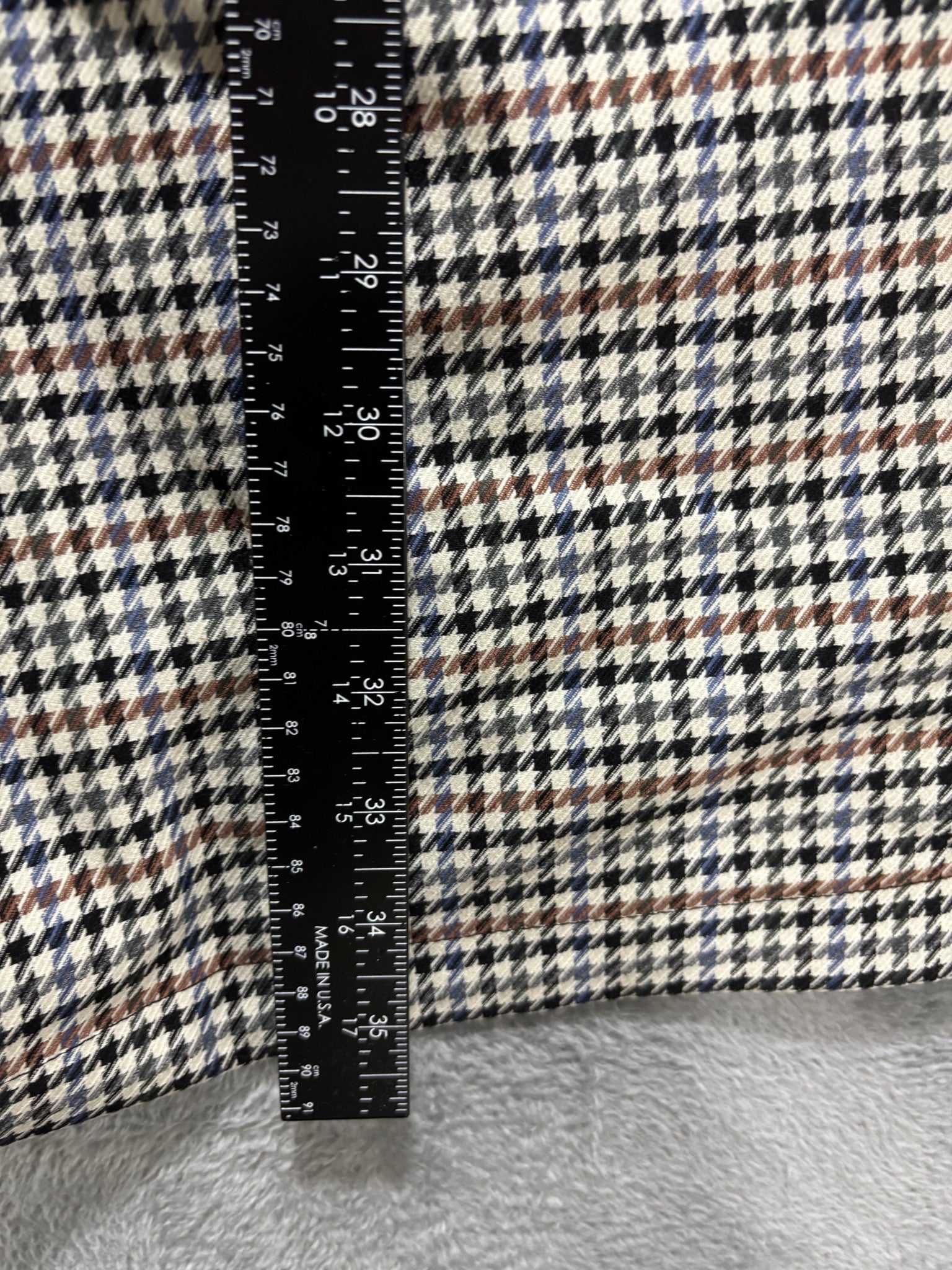 Express Reversible Houndstooth & Black Mac Coat Wool-Blend Car Coat Plaid