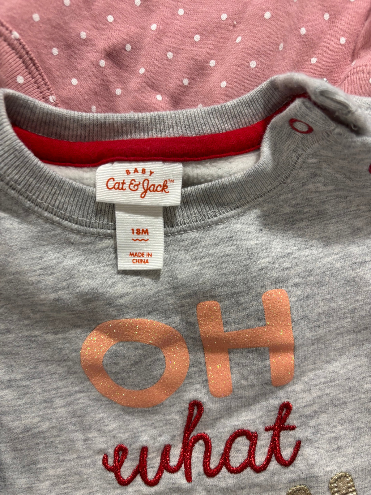 Baby Girl 18M Christmas Lot 5 Pc Old Navy Carter's Cat & Jack Footie Sweatshirt