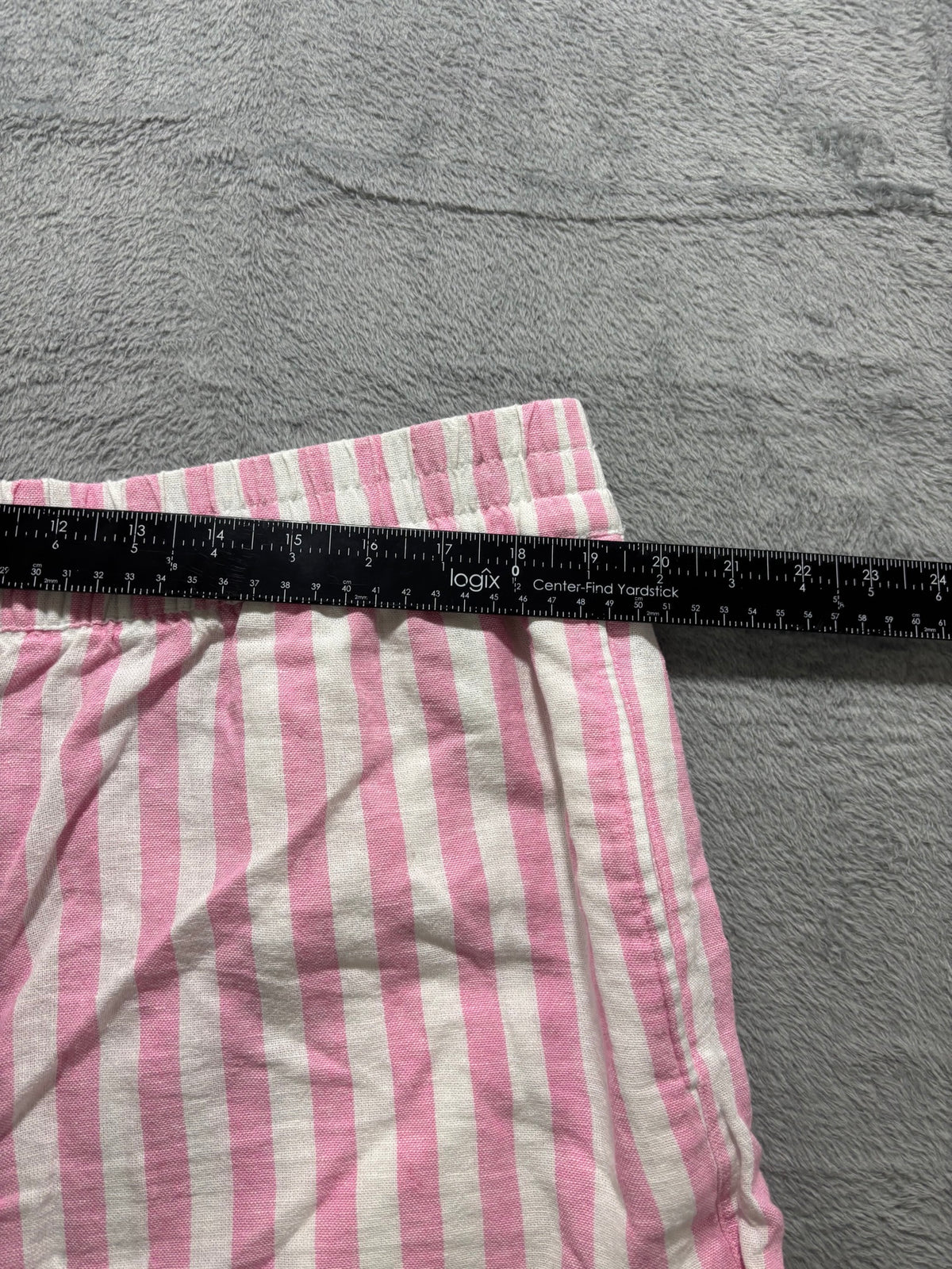 Old Navy Womens XL Pink White Striped Linen Blend Shorts Comfort Waistband