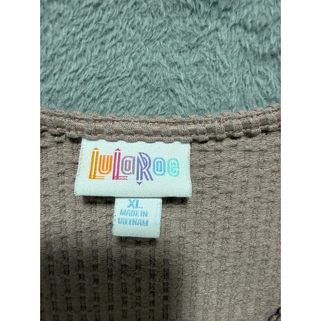 LuLaRoe Womens XL Dusty Rose Waffle Knit Sleeveless Half Zip V-Neck Top Casual