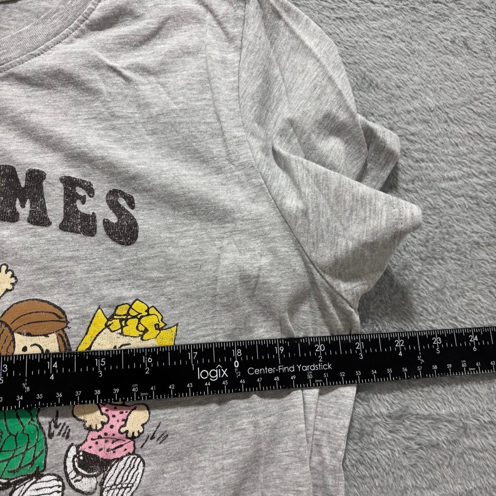 Peanuts Hybrid L Gray Womens Good Times Together Graphic T-Shirt Casual Vintage