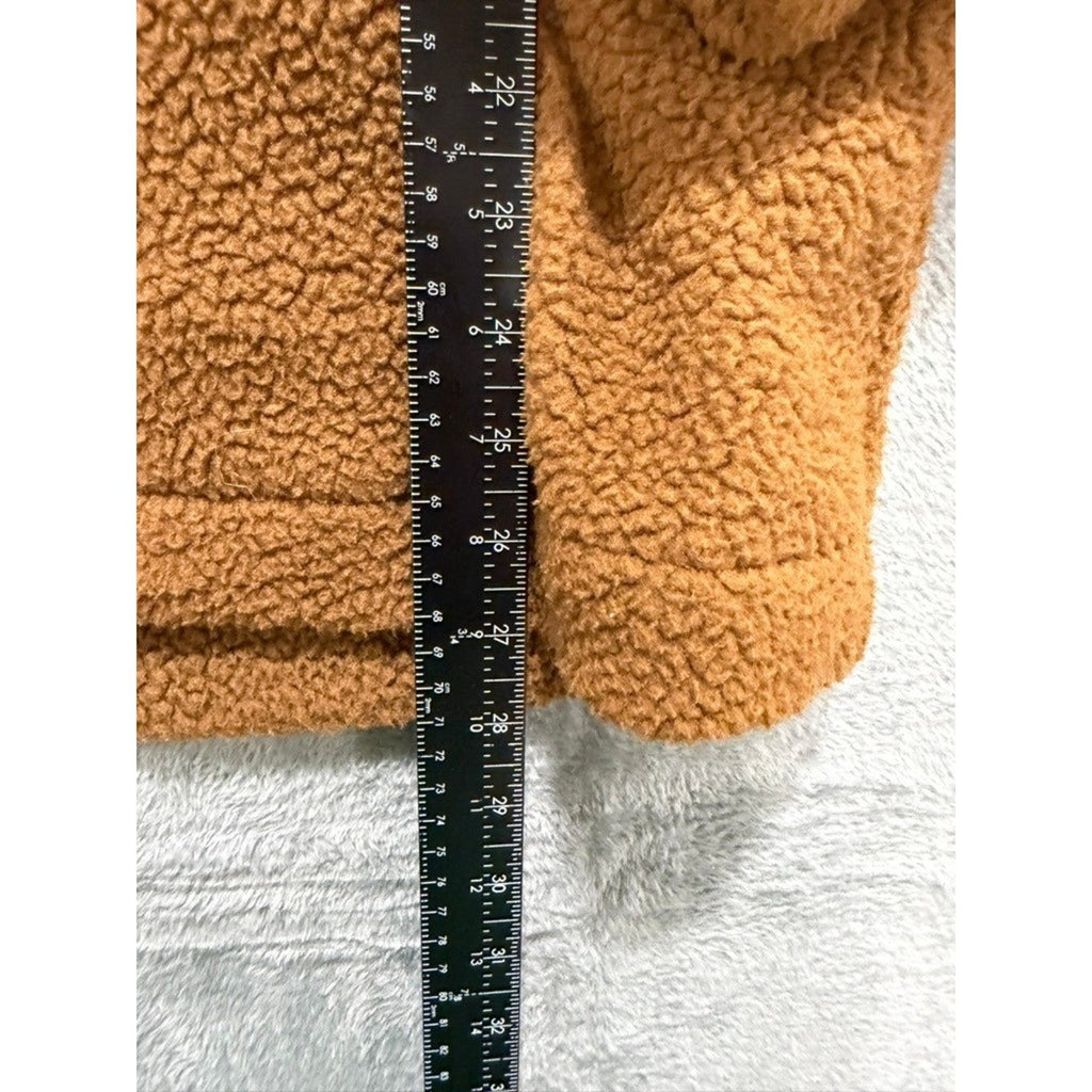 No Boundaries Mens Oversized Sherpa Fleece Full Zip Jacket Brown Small