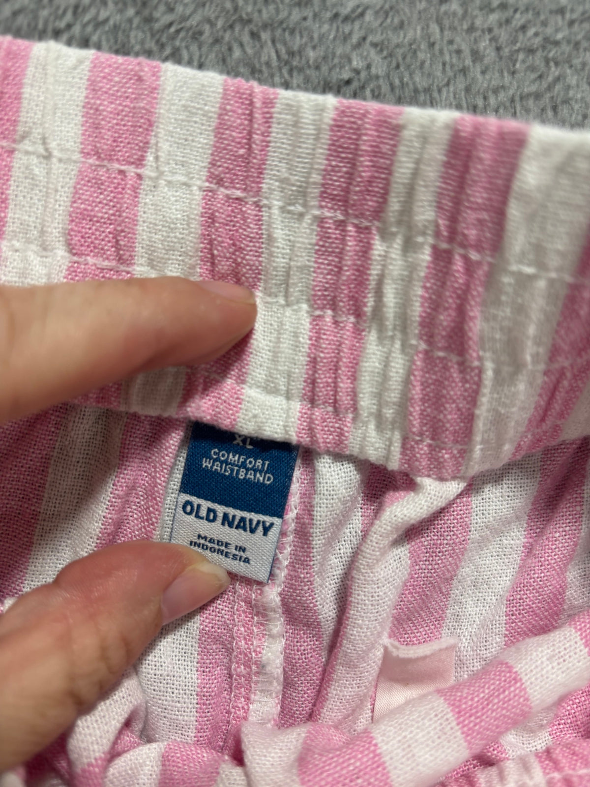 Old Navy Womens XL Pink White Striped Linen Blend Shorts Comfort Waistband