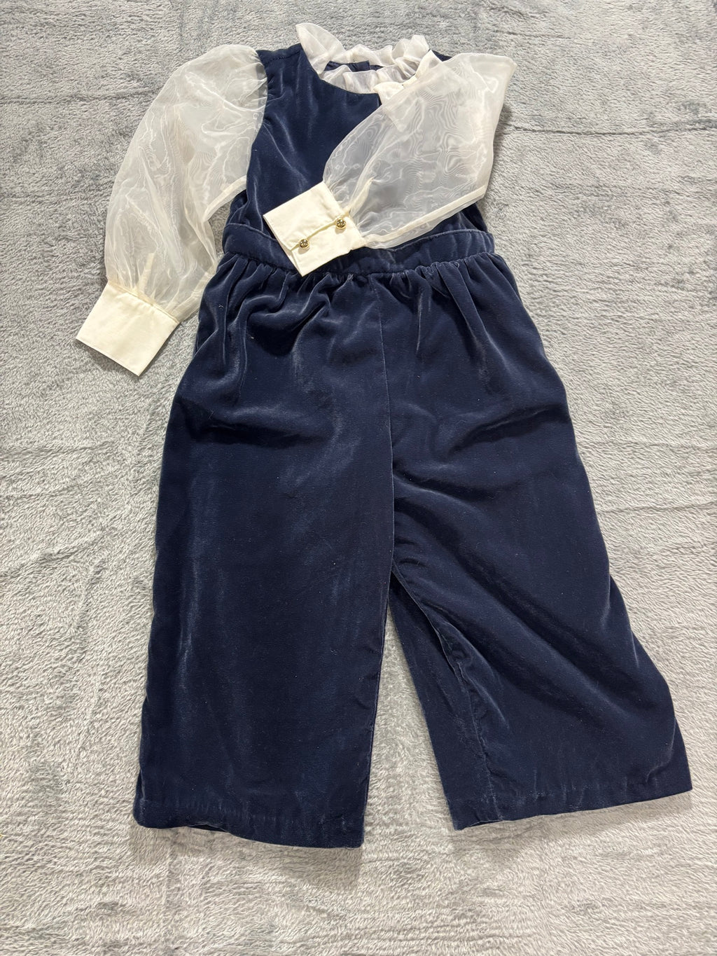 Janie and Jack Girls 3 NWT Navy Velvet Organza Jumpsuit Holiday 3Pc Lot 3T