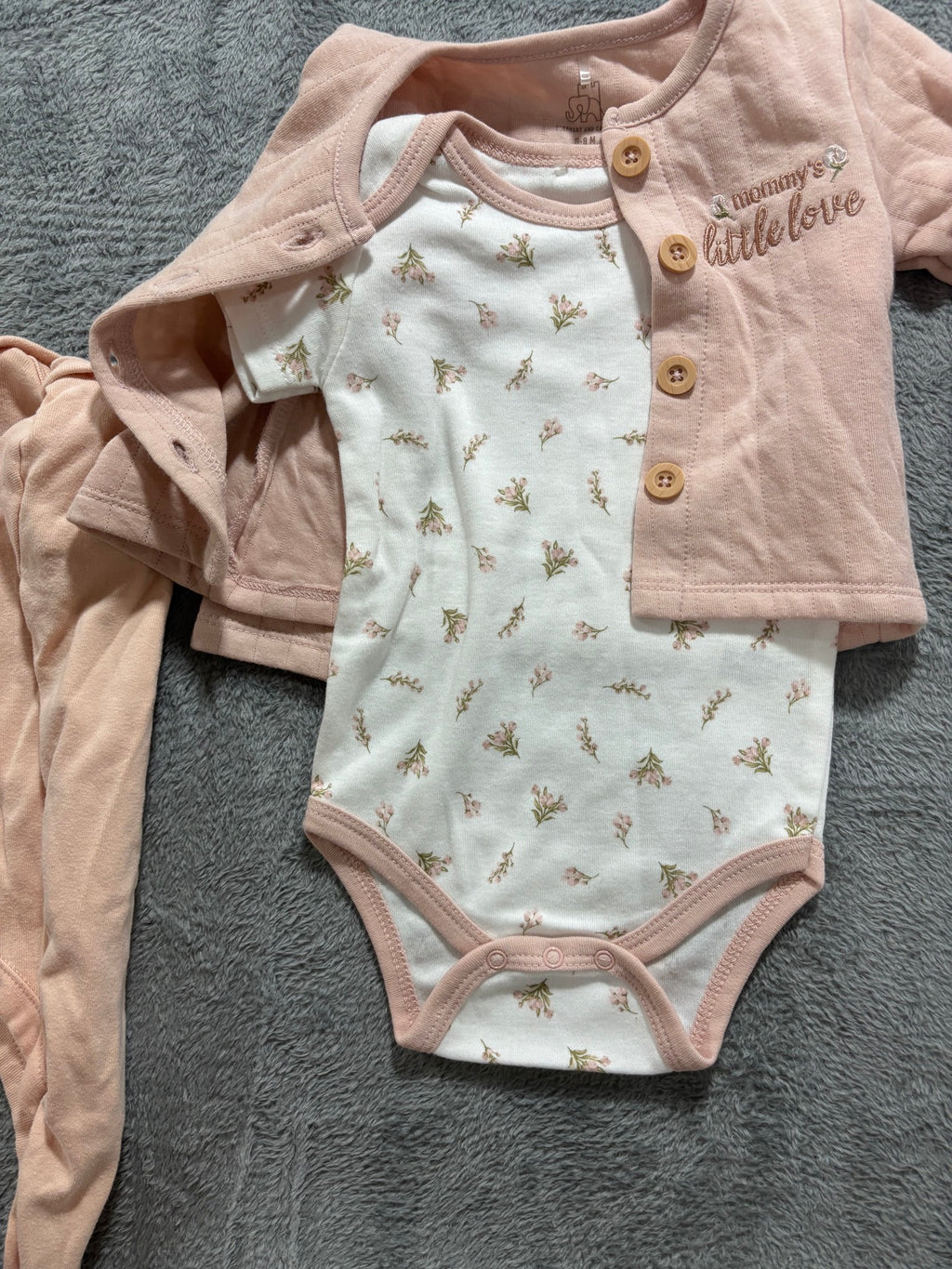 Baby Girl 6-9M 5pc Pink Lot Quilted Cardigan Set Old Navy Romper Bodysuit