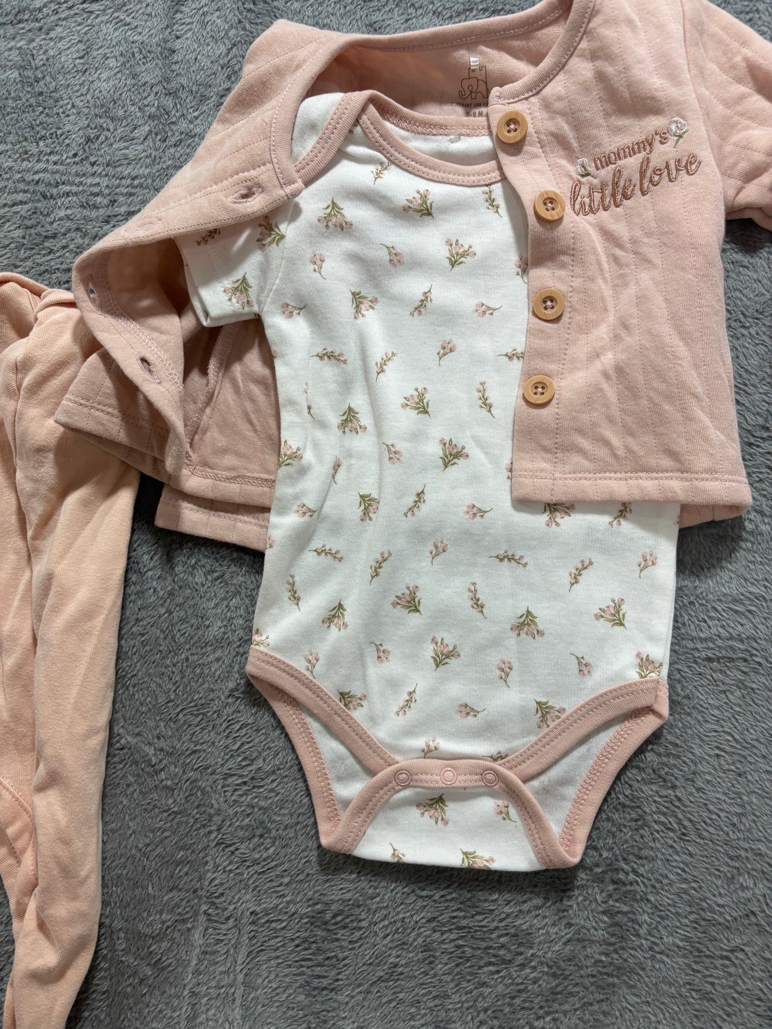 Baby Girl 6-9M 5pc Pink Lot Quilted Cardigan Set Old Navy Romper Bodysuit