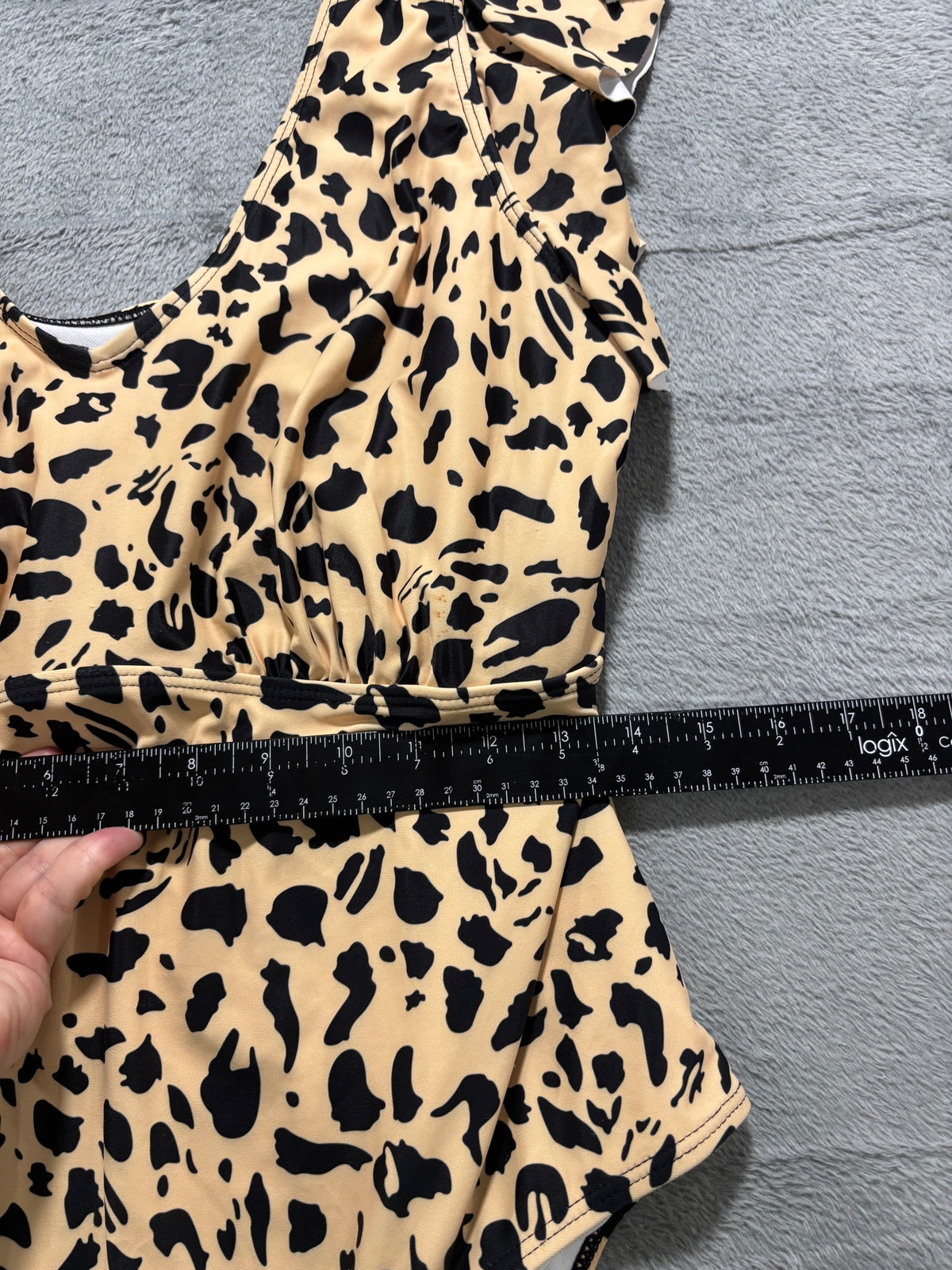 Leopard Print One Piece Swimsuit Plus Size 3XL Ruffle Strap V Neck NWOT