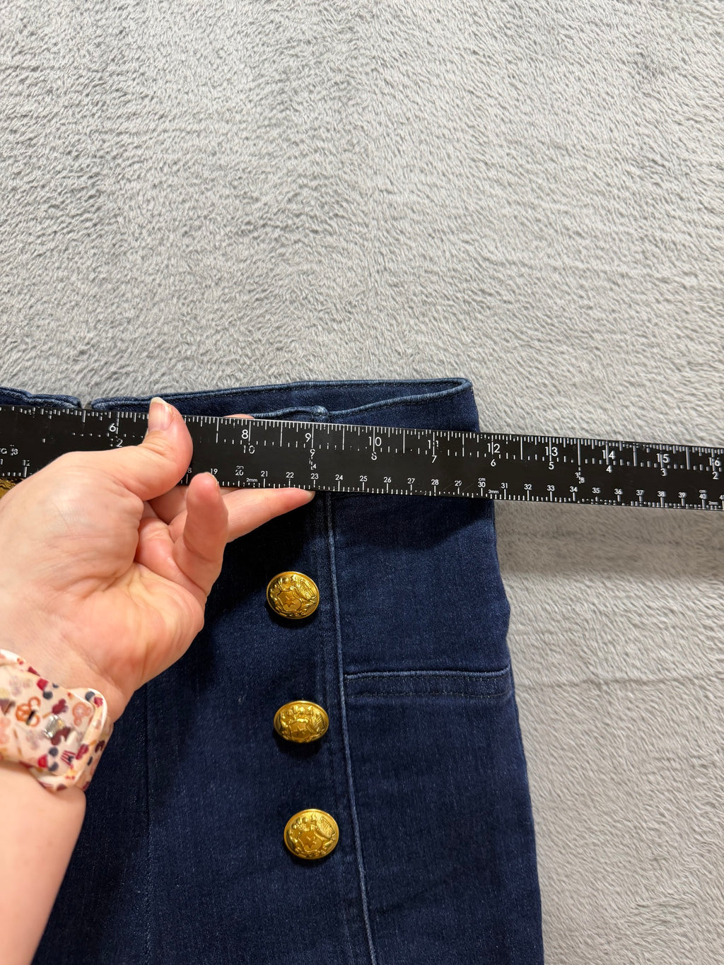Forever 21 Size 26 Dark Wash Sailor Jeans Gold Buttons High-Waist