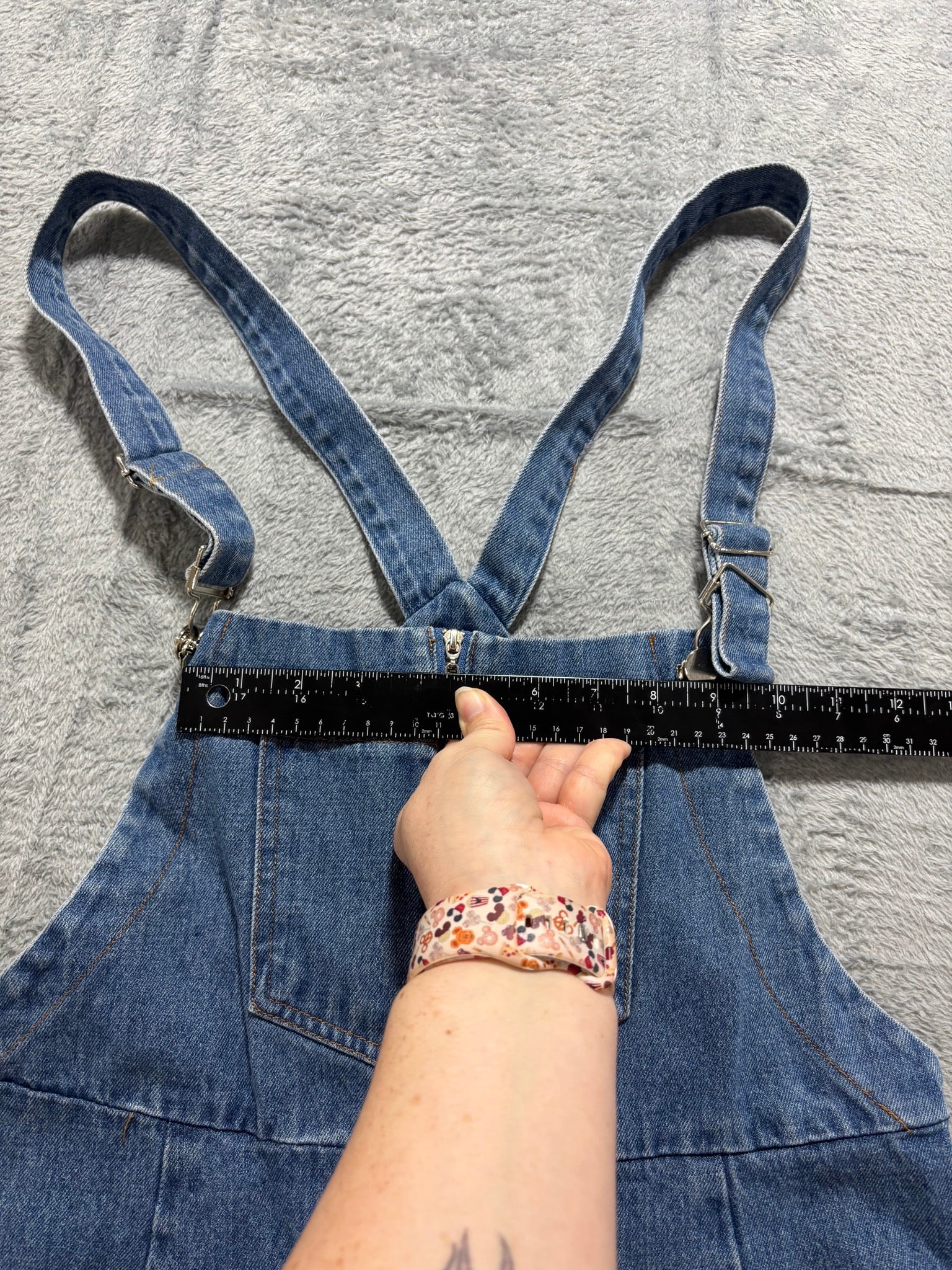 My Girl Size 10 Blue Denim Overall Shorts Shortall Romper Zip-Front Playsuit