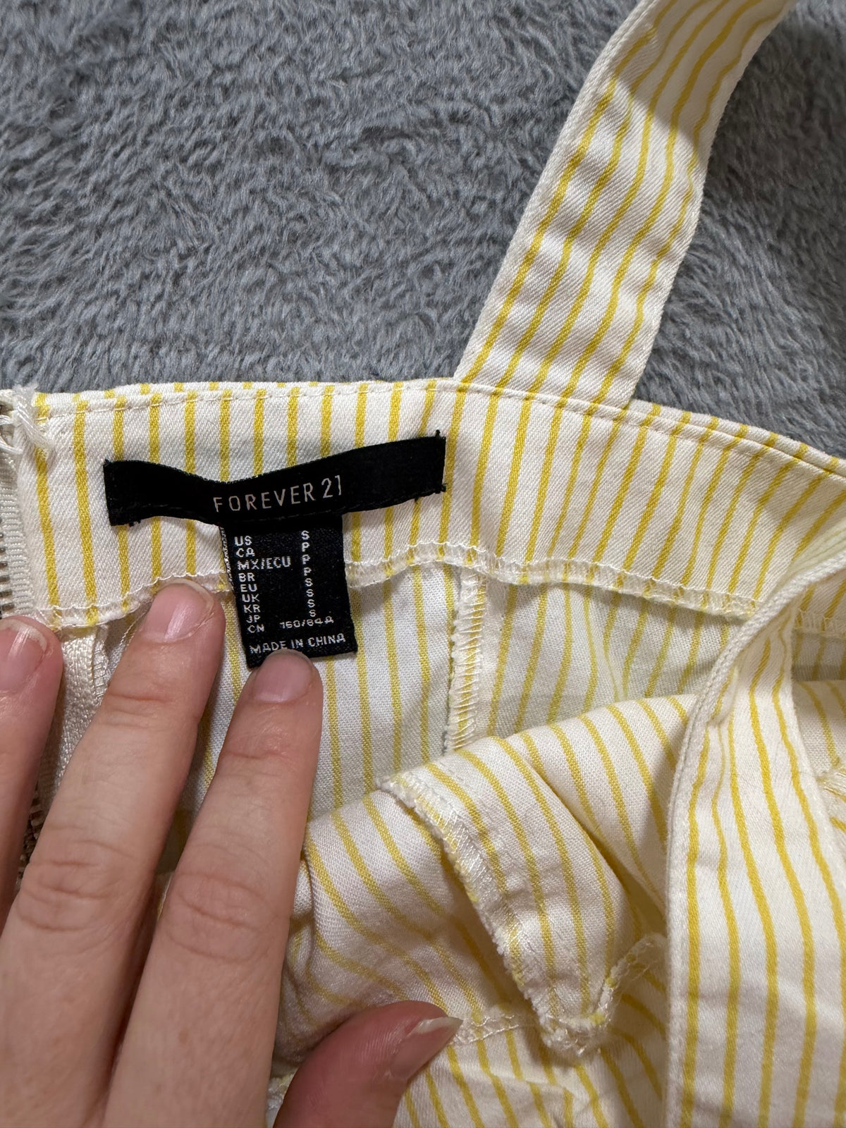 Forever 21 S Yellow Striped Square-Neck Bodycon Mini Dress Zip-Front Summer