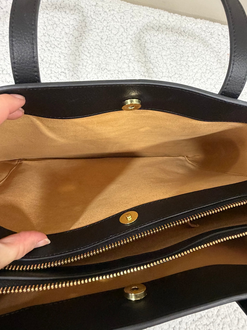 Freja New York Black Leather Winged Tote Shoulder Bag Handbag