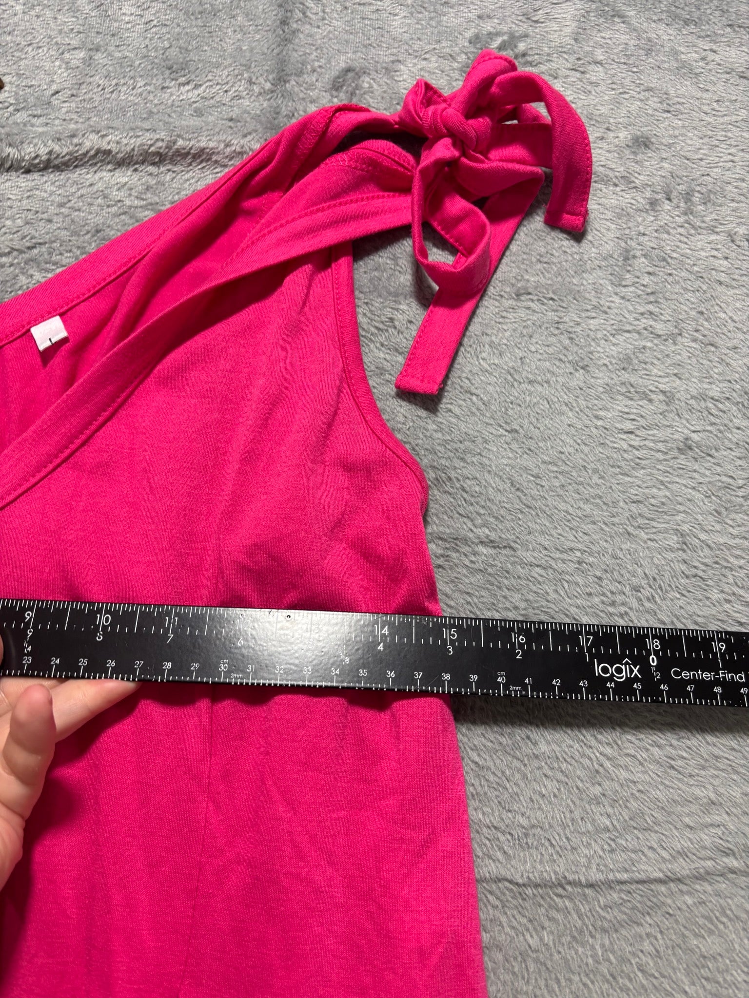 Womens L/XL Hot Pink Tie Shoulder Wide Leg Knit Jumpsuit Sleeveless Summer