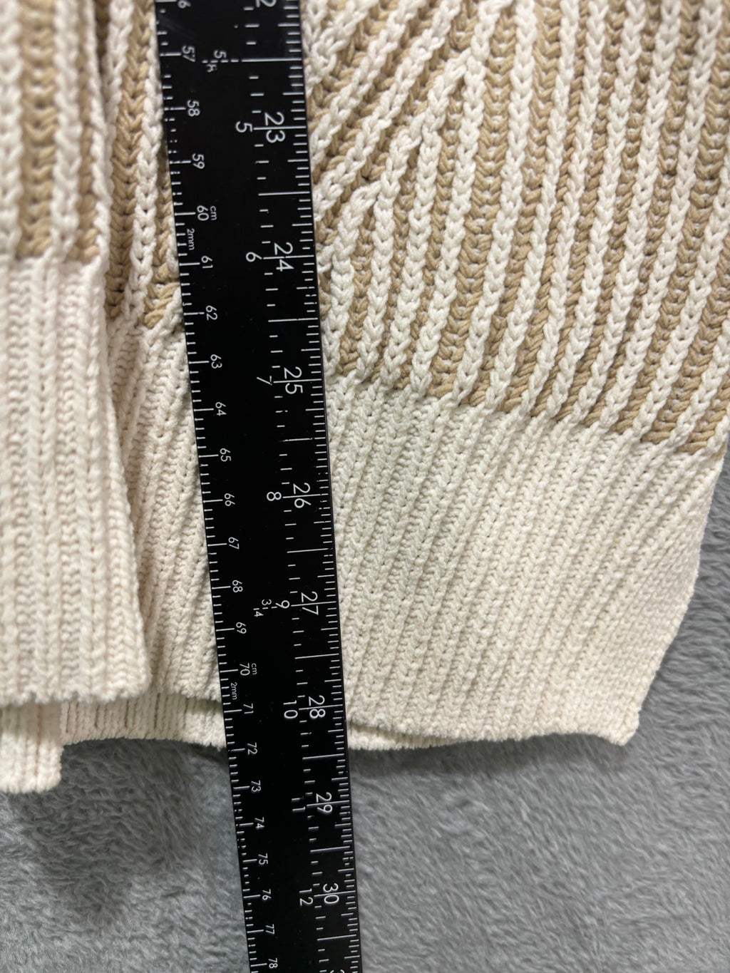 Aerie Womens XL Cream Tan Ribbed Knit V Neck Sweater Oversized Slouchy