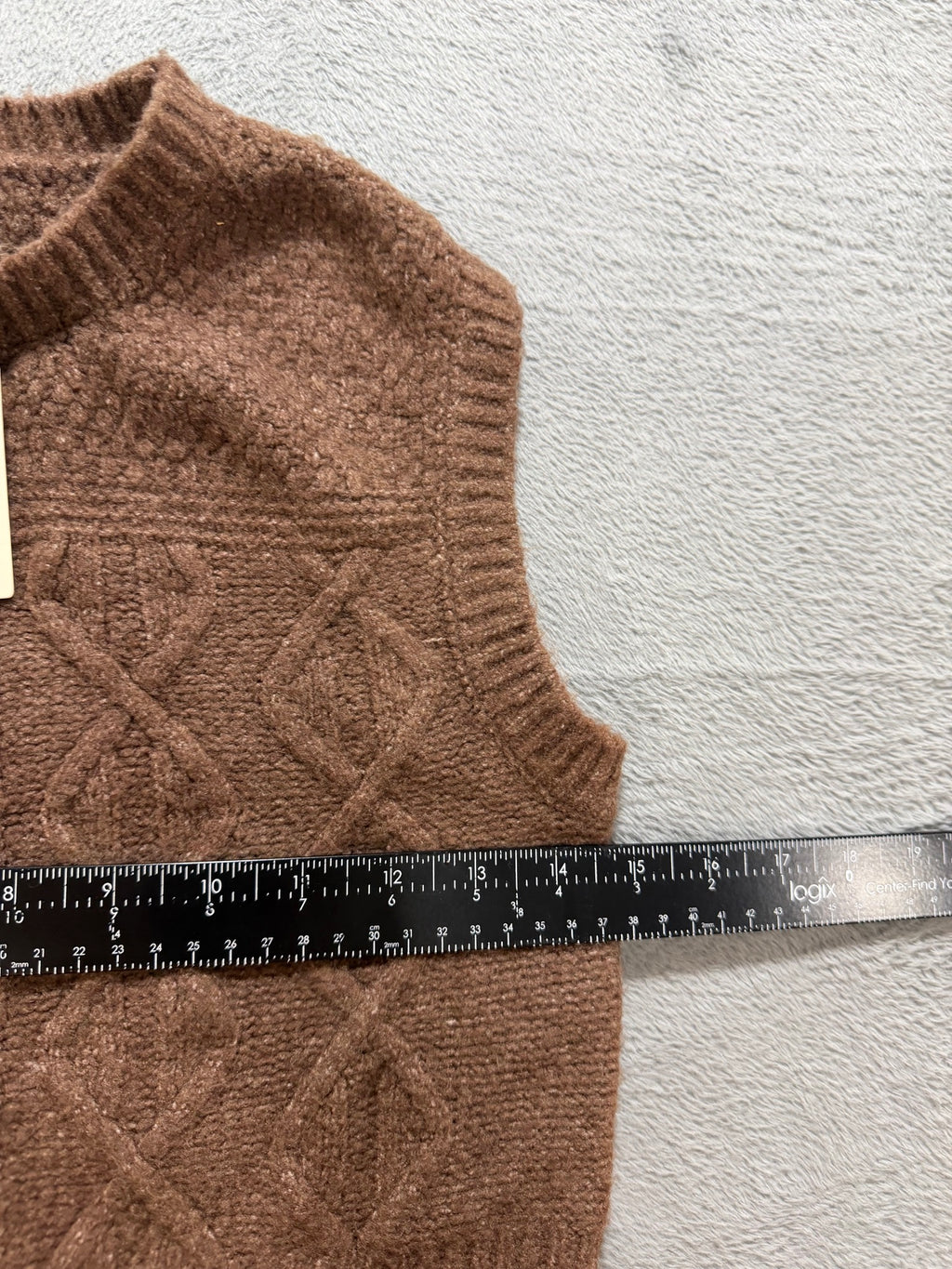 Pink Rose Size XS Brown Cable Knit Sweater Vest Cropped Sleeveless NWT