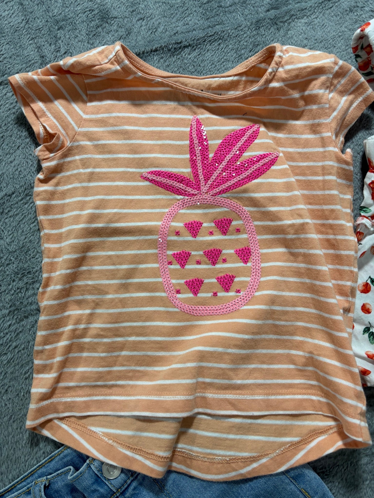 Toddler Girl 3T 5Pc Lot Flare Jeans Sequin Pineapple Tee Andy & Evan H&M Cargo