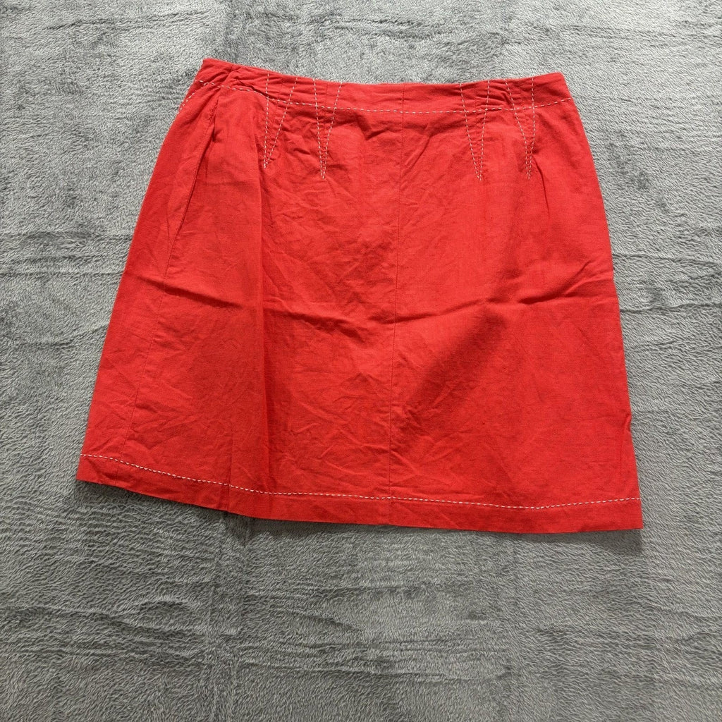 Harve Benard 14P Womens Red Linen Blend Mini Skirt Vintage Casual Boho