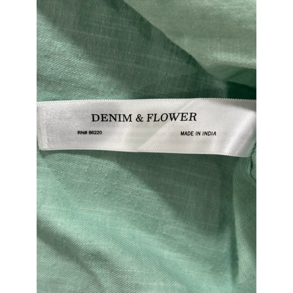 Denim & Flower L Mint Green Short Sleeve Button Down Shirt Casual Preppy Mens