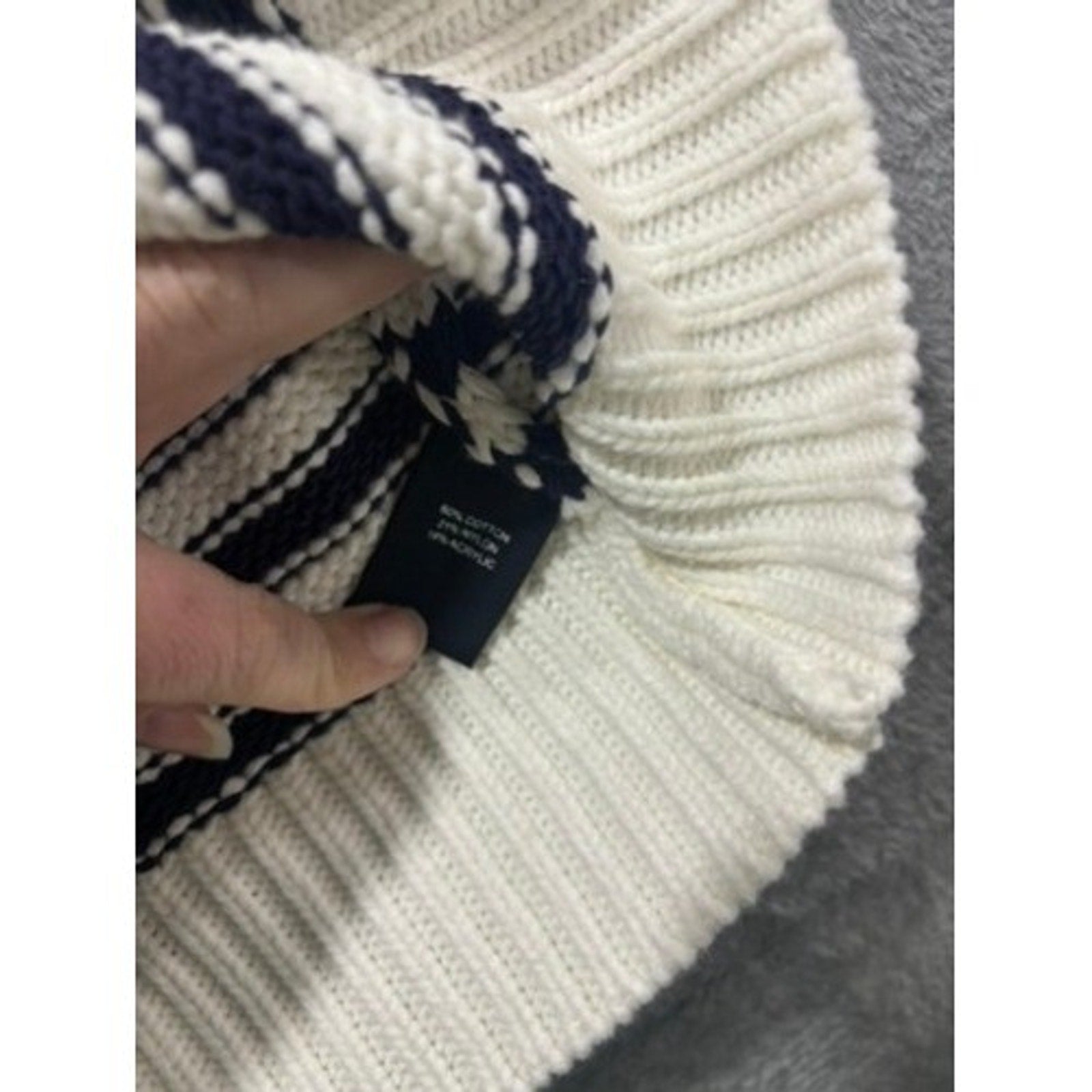 Marled Sweater Vest Womens Large Striped Knit Cotton Sleeveless Nautical Preppy