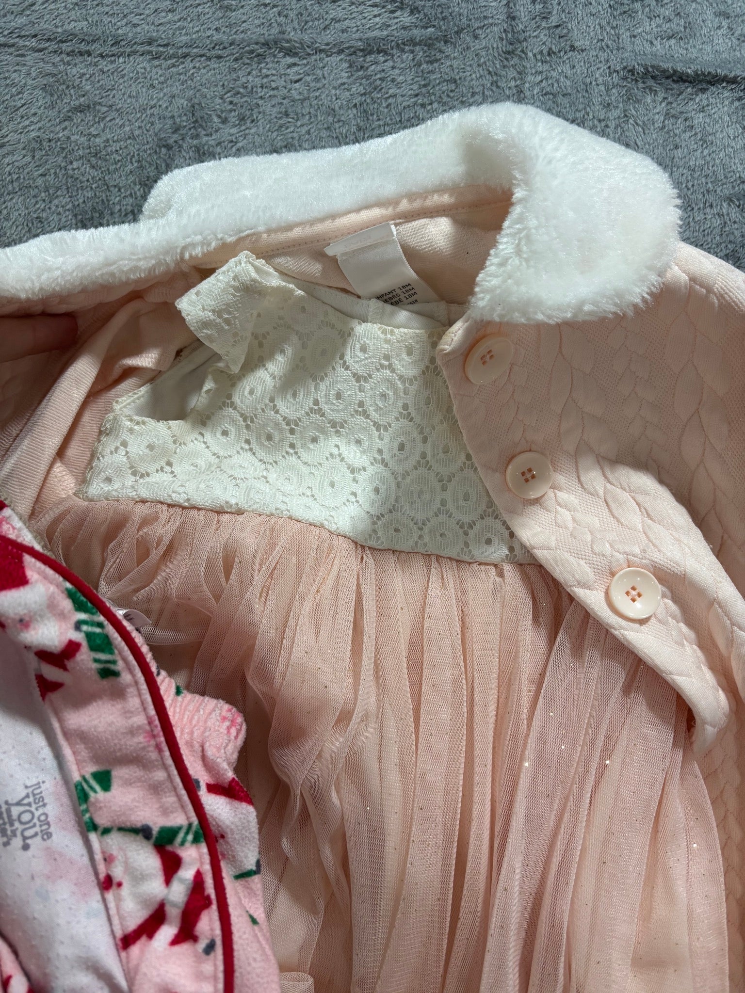 Tommy Bahama 12-18M Girl 5 Pc Holiday Lot Fair Isle Cardigan Coat Tulle Dress PJ