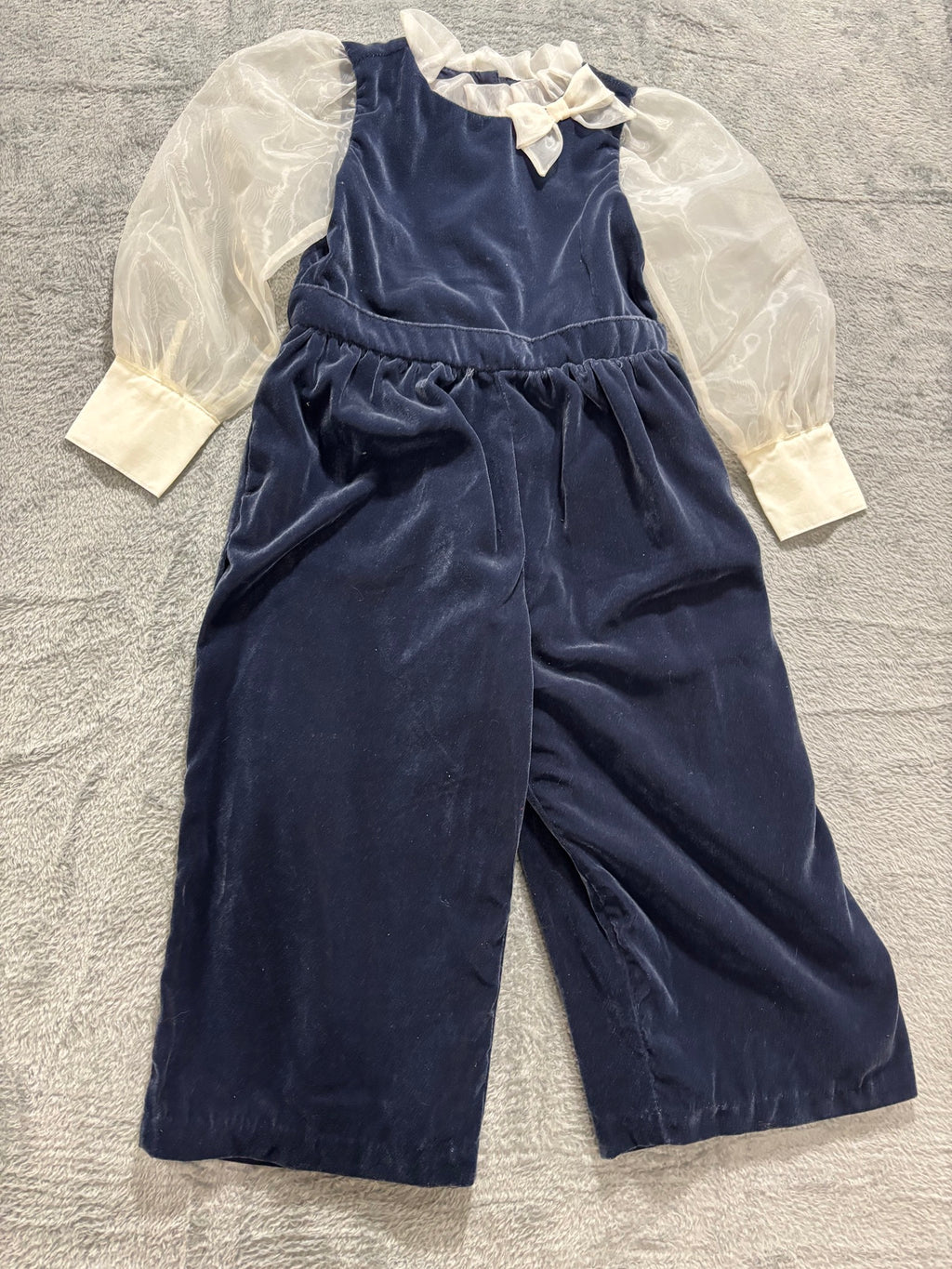 Janie and Jack Girls 3 NWT Navy Velvet Organza Jumpsuit Holiday 3Pc Lot 3T