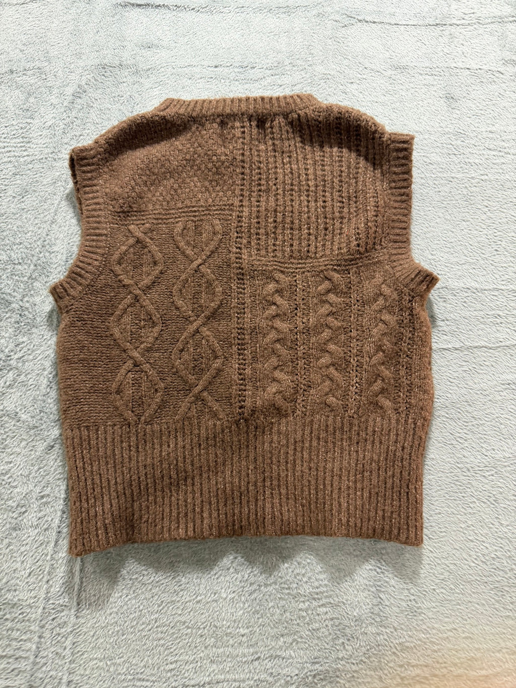 Pink Rose Size XS Brown Cable Knit Sweater Vest Cropped Sleeveless NWT