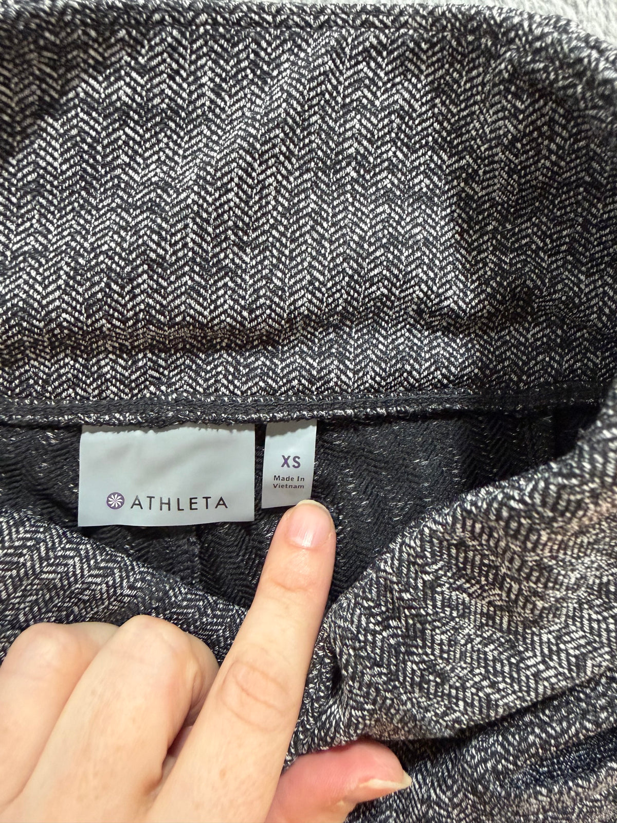 Athleta Size XS Gray Herringbone Textured Leggings Full-Length Athletic