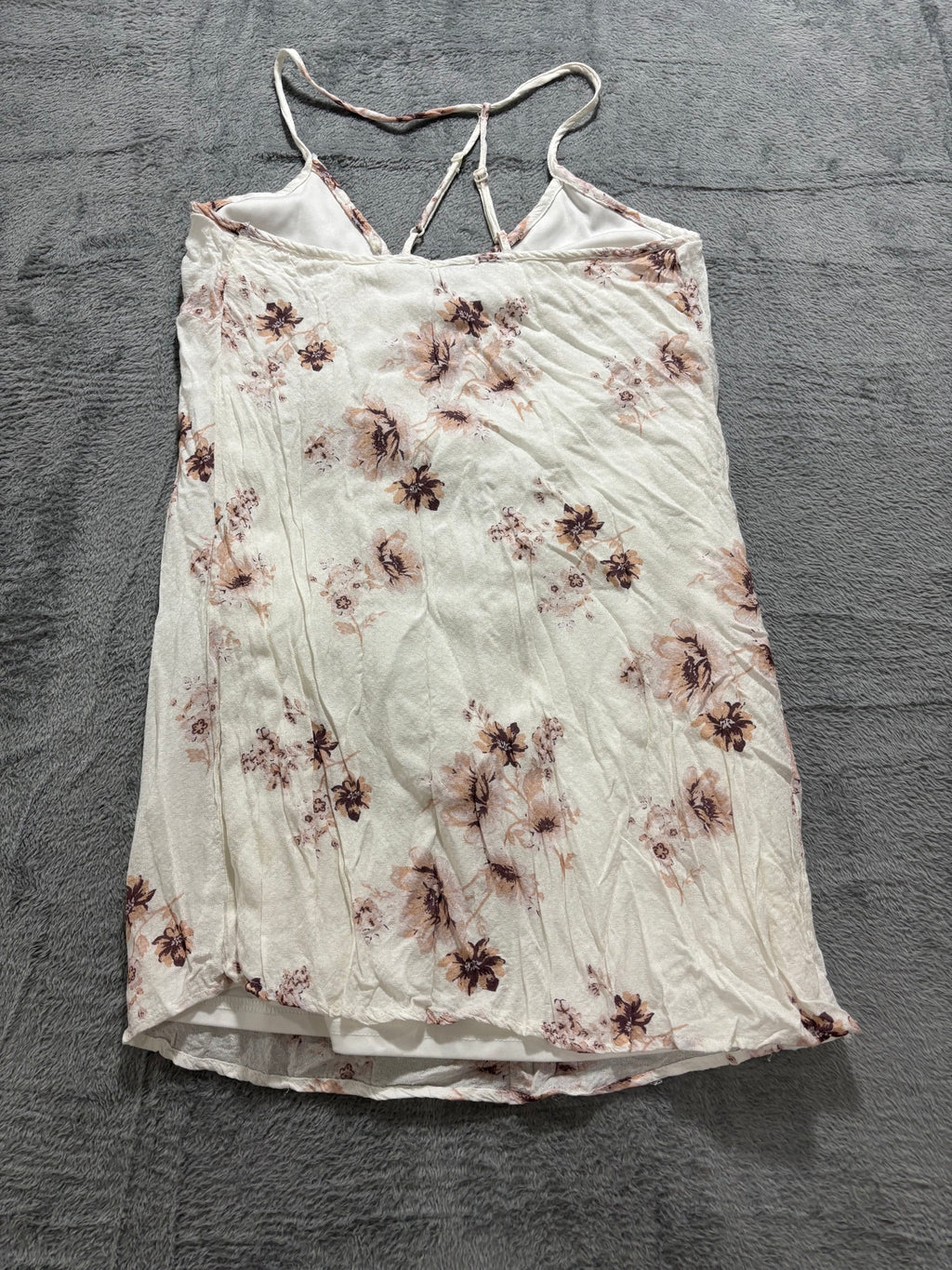 LunaChix XS Cream Floral Strappy Cami Tank Top Rayon Lace-Up Back Boho