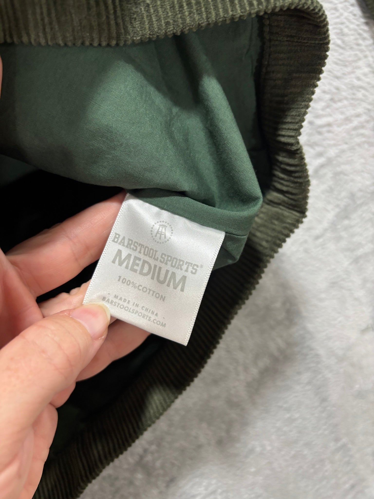 Sad Boy Season Barstool Sports M Olive Corduroy Chore Jacket NWT Snap Front