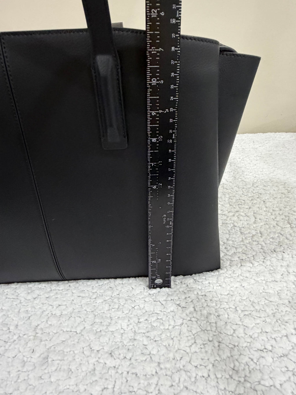Freja New York Black Leather Winged Tote Shoulder Bag Handbag