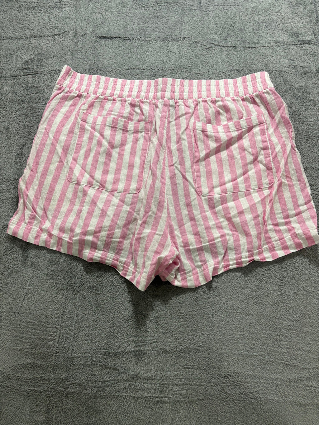 Old Navy Womens XL Pink White Striped Linen Blend Shorts Comfort Waistband