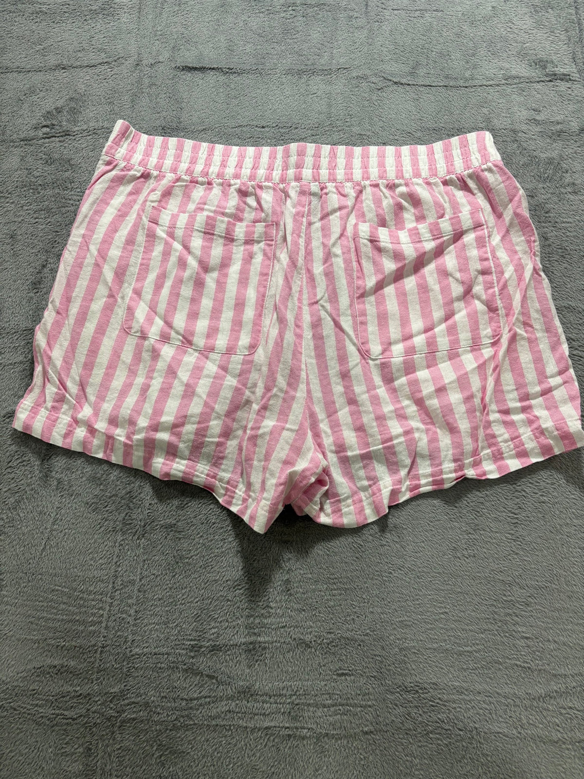 Old Navy Womens XL Pink White Striped Linen Blend Shorts Comfort Waistband