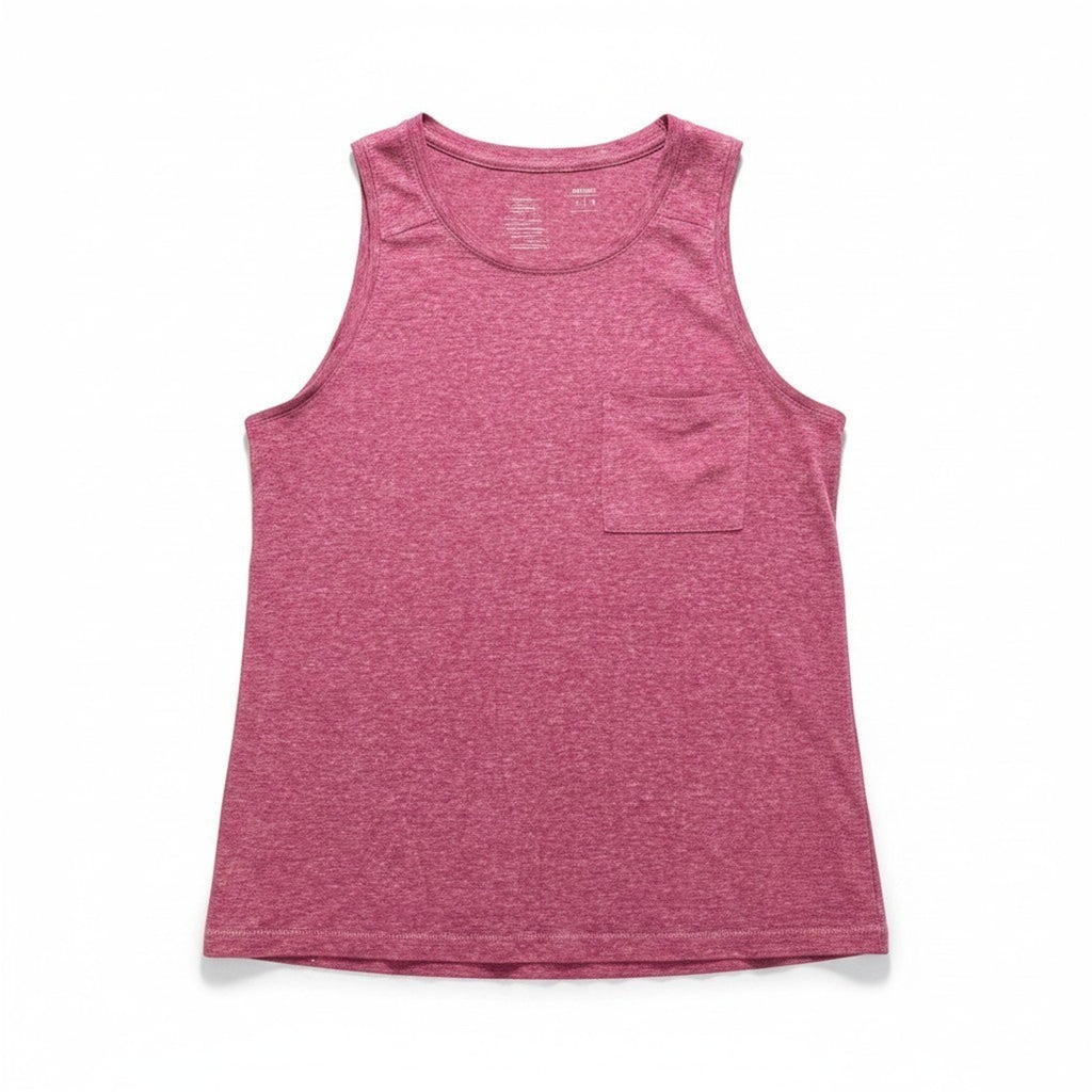 Old Navy L Womens Pink Heather Linen Blend Pocket Tank Top Casual Boho Summer