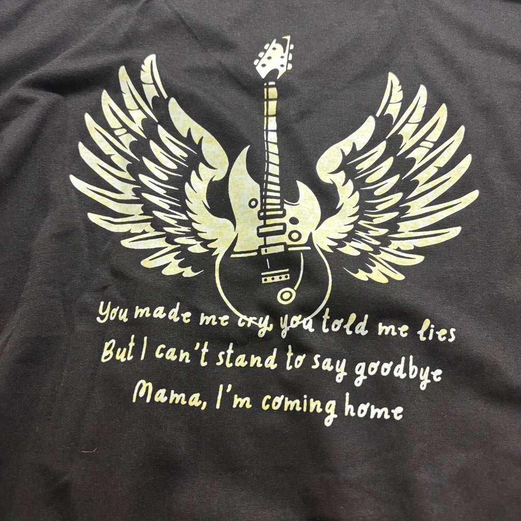 Ozzy Osbourne L Black Womens V-Neck Graphic T-Shirt Mama I'm Coming Home Vintage