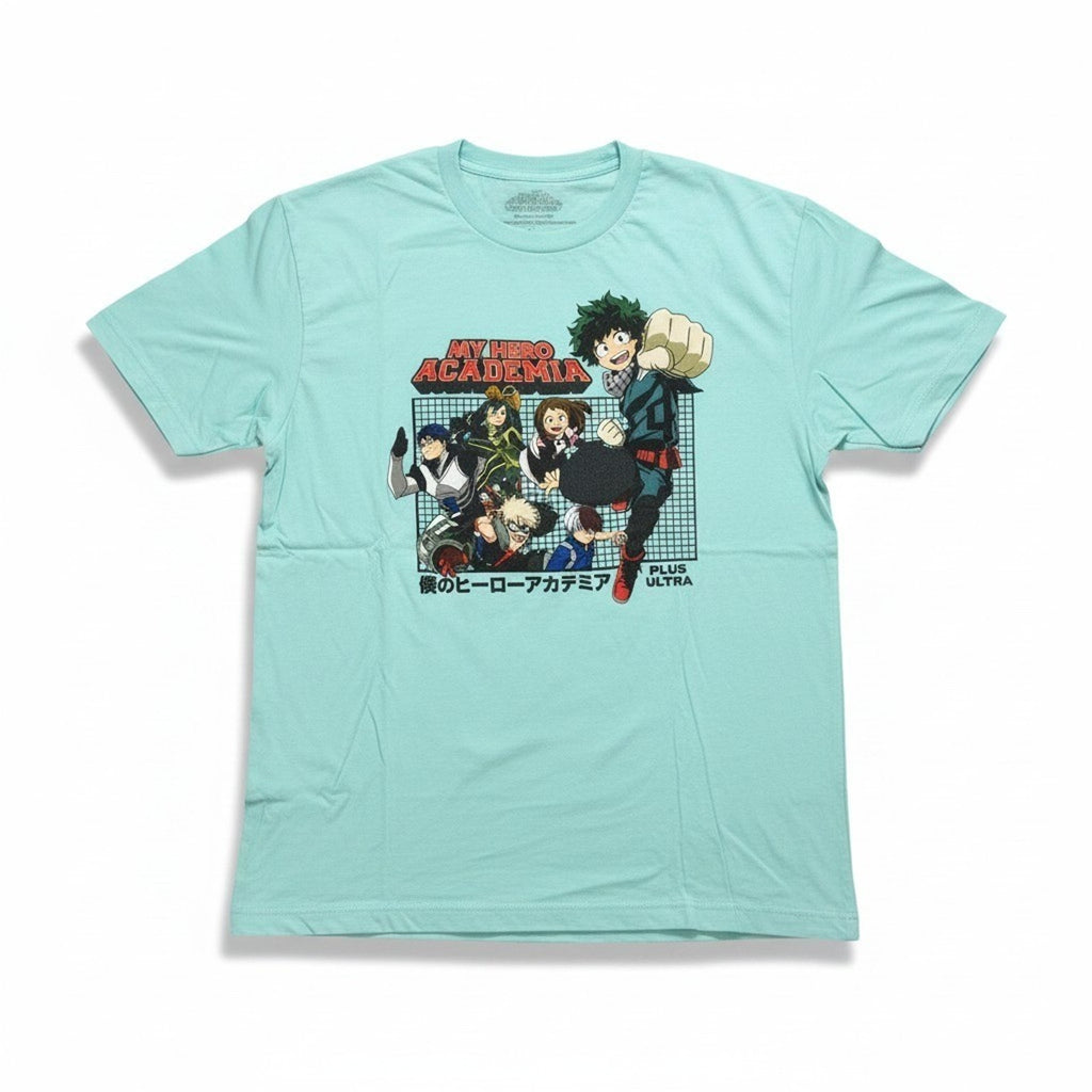 My Hero Academia L Mint Green Graphic T-Shirt Womens Casual Vintage Style