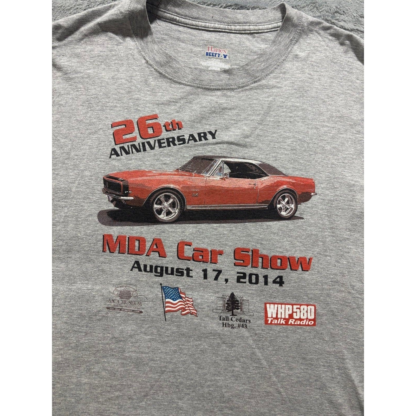 Hanes L Gray MDA Car Show Graphic T-Shirt Vintage Casual Womens