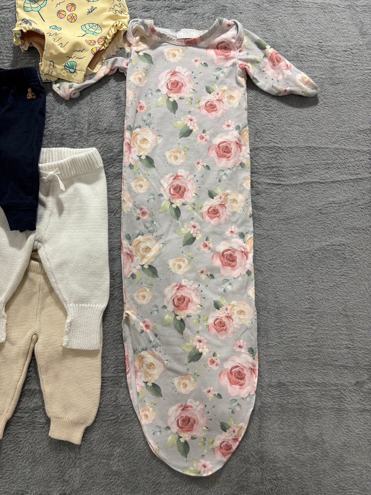 Baby Girl 0-3M 9pc Lot Carter's Gerber Sleepers Footies Knit Pants Bundle