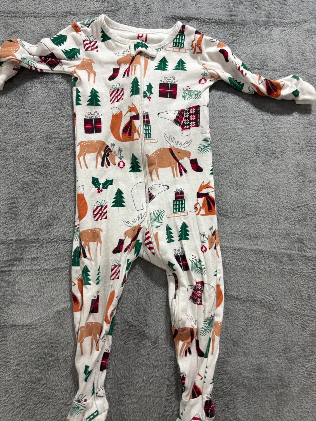 Baby Girl 9-12M Christmas Footie Pajama Lot 4 Pc Magnetic Me Rudolph PJ Place