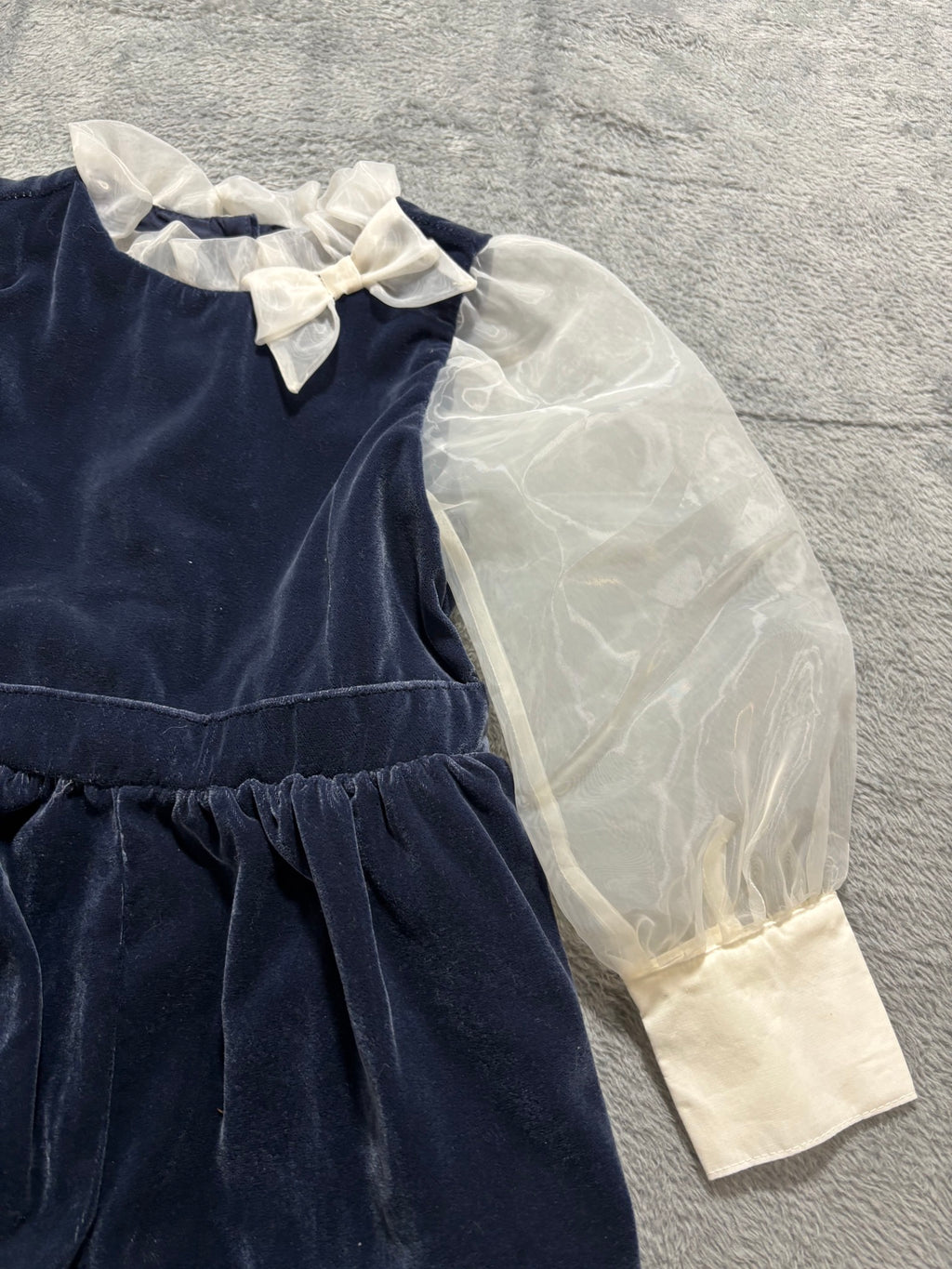 Janie and Jack Girls 3 NWT Navy Velvet Organza Jumpsuit Holiday 3Pc Lot 3T